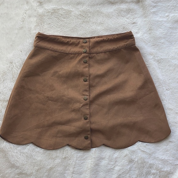 Brown Velvet button up skirt - Picture 1 of 3